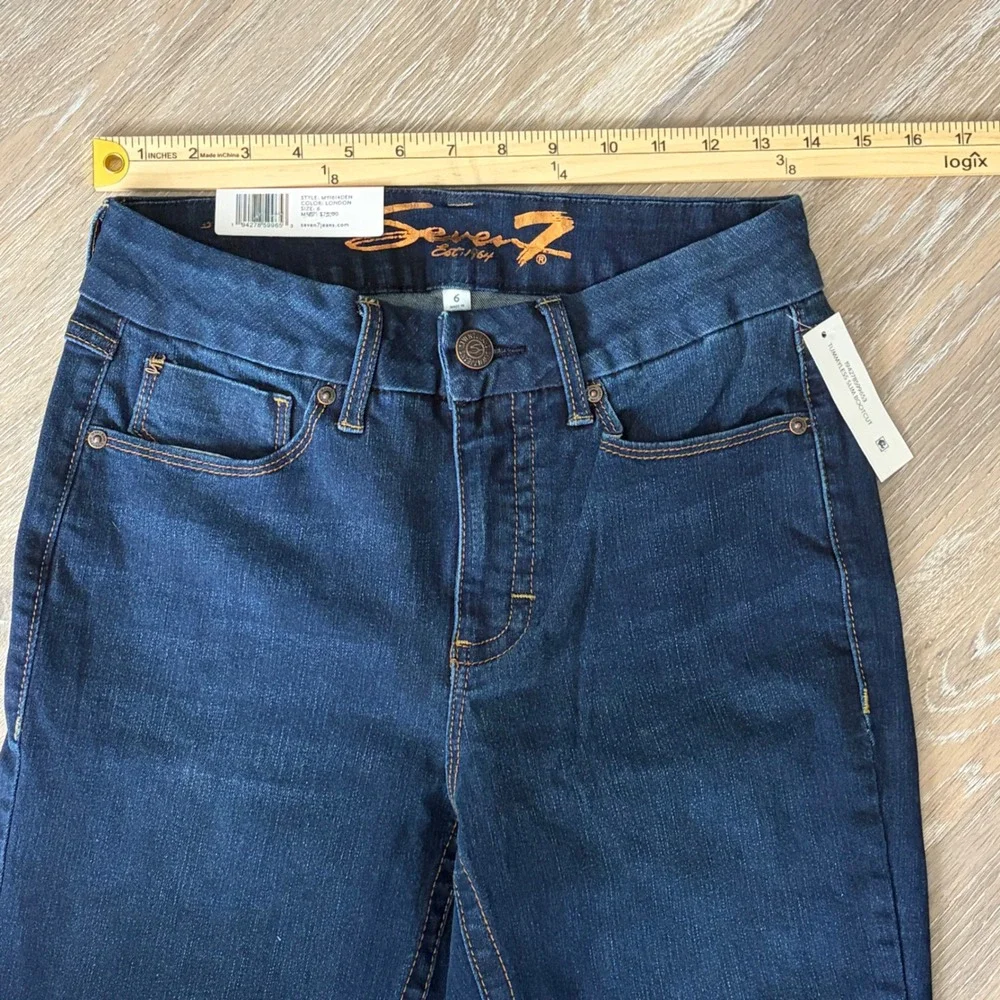 Seven7 Tummyless High Rise Slim Bootcut Jeans London Dark Denim Womens 6 NWT